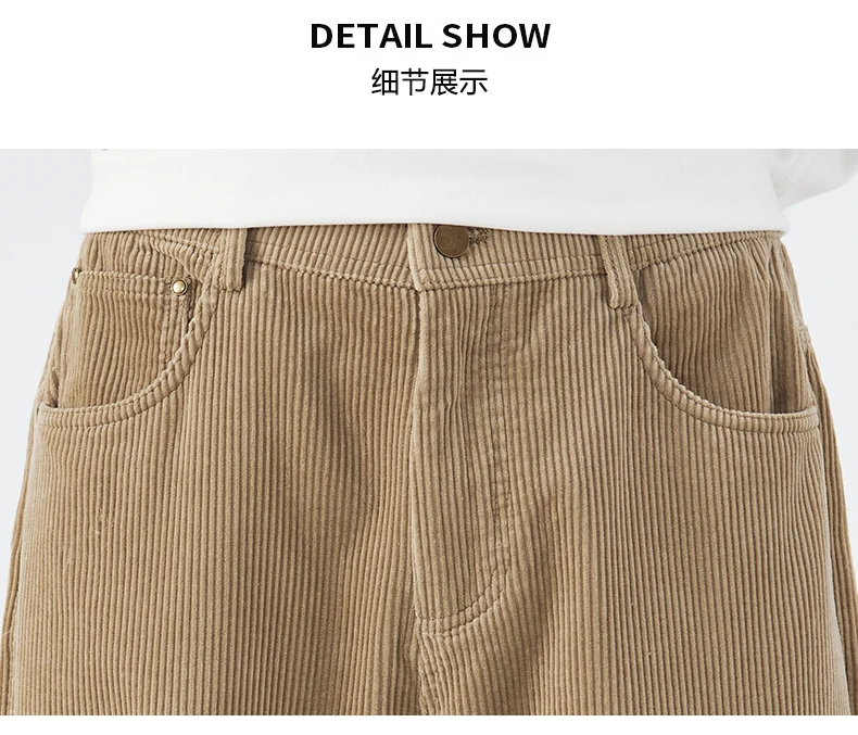 Men Corduroy Wide Leg Straight Pants Japan Korean Streetwear Fashion Loose Casual Vintage Stripe Cargo Trousers Man Harem Pant