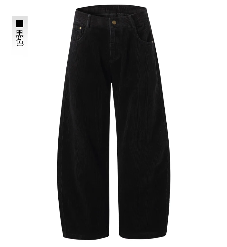 Men Corduroy Wide Leg Straight Pants Japan Korean Streetwear Fashion Loose Casual Vintage Stripe Cargo Trousers Man Harem Pant