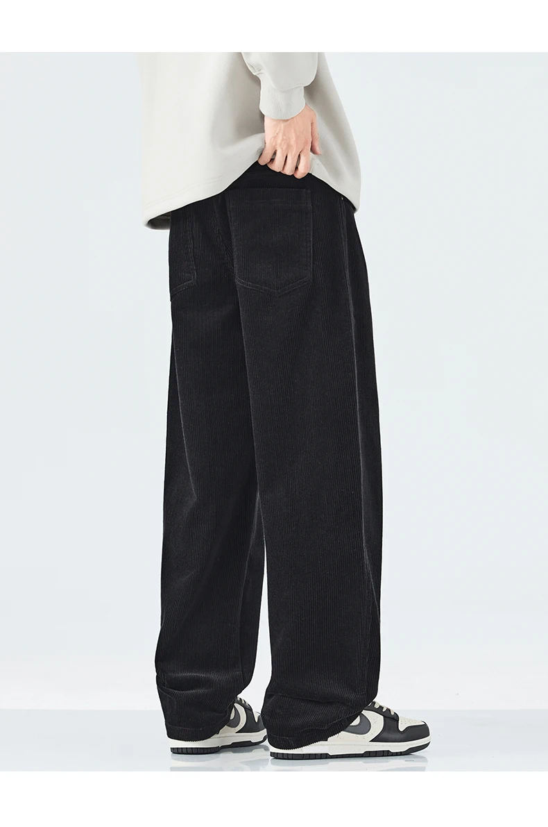 Men Corduroy Wide Leg Straight Pants Japan Korean Streetwear Fashion Loose Casual Vintage Stripe Cargo Trousers Man Harem Pant