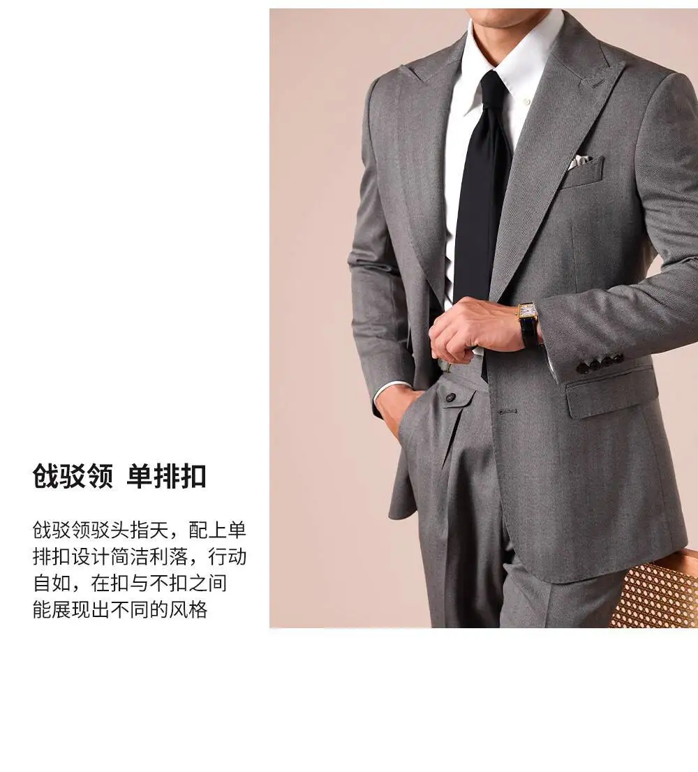 2025 Grooms Suit Herringbone Suit Men Business Commuting Casual Men Suit Business Tuxedos Slim Fit Ternos Masculino Smoking Uomo