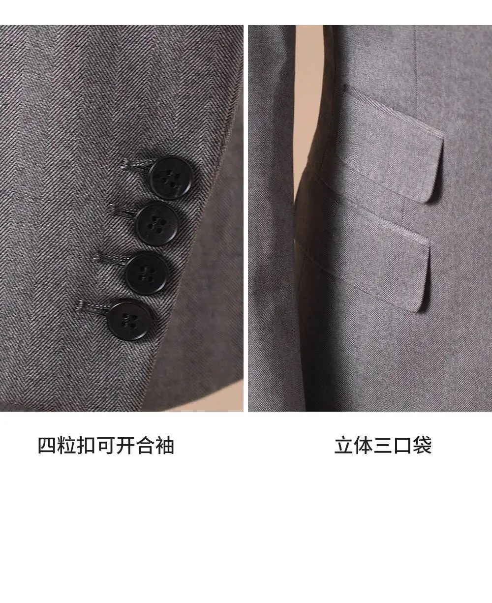 2025 Grooms Suit Herringbone Suit Men Business Commuting Casual Men Suit Business Tuxedos Slim Fit Ternos Masculino Smoking Uomo