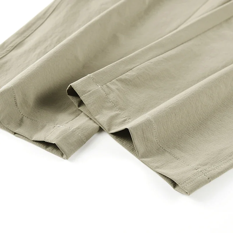 Men's Quick Dry Cargo Pants with Zip Pockets Plus Size L-8XL 150KG Summer Ice Silk Cooled Sweatpants Loose Fit Straight Trousers