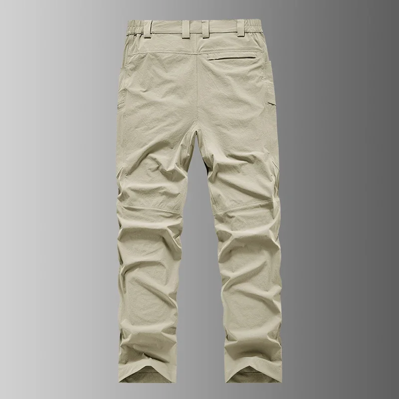 Men's Quick Dry Cargo Pants with Zip Pockets Plus Size L-8XL 150KG Summer Ice Silk Cooled Sweatpants Loose Fit Straight Trousers