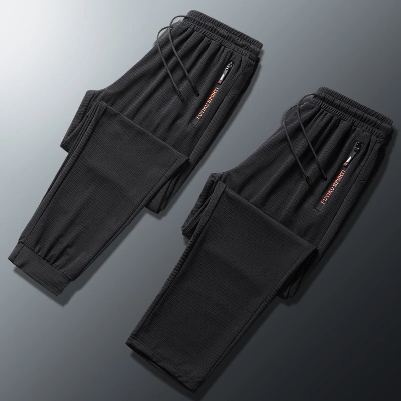 Plus Size 9xl 8xl 7xl Summer Breathable Sweatpants Men Cool Quick Dry Men's Ice Silk Pants High Quality Oversize Trousers Male