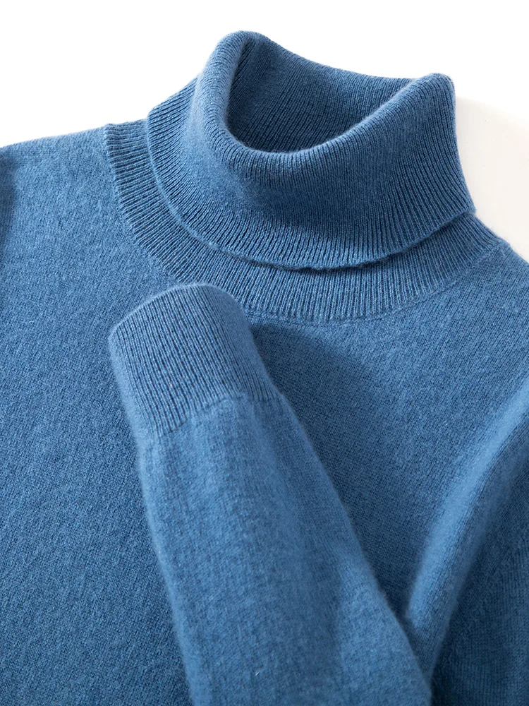 Turtleneck 100% Cashmere Sweater Men Pullover Knitwear Basic Style Autumn Winter Clothes High-end Soft Business Office Tops