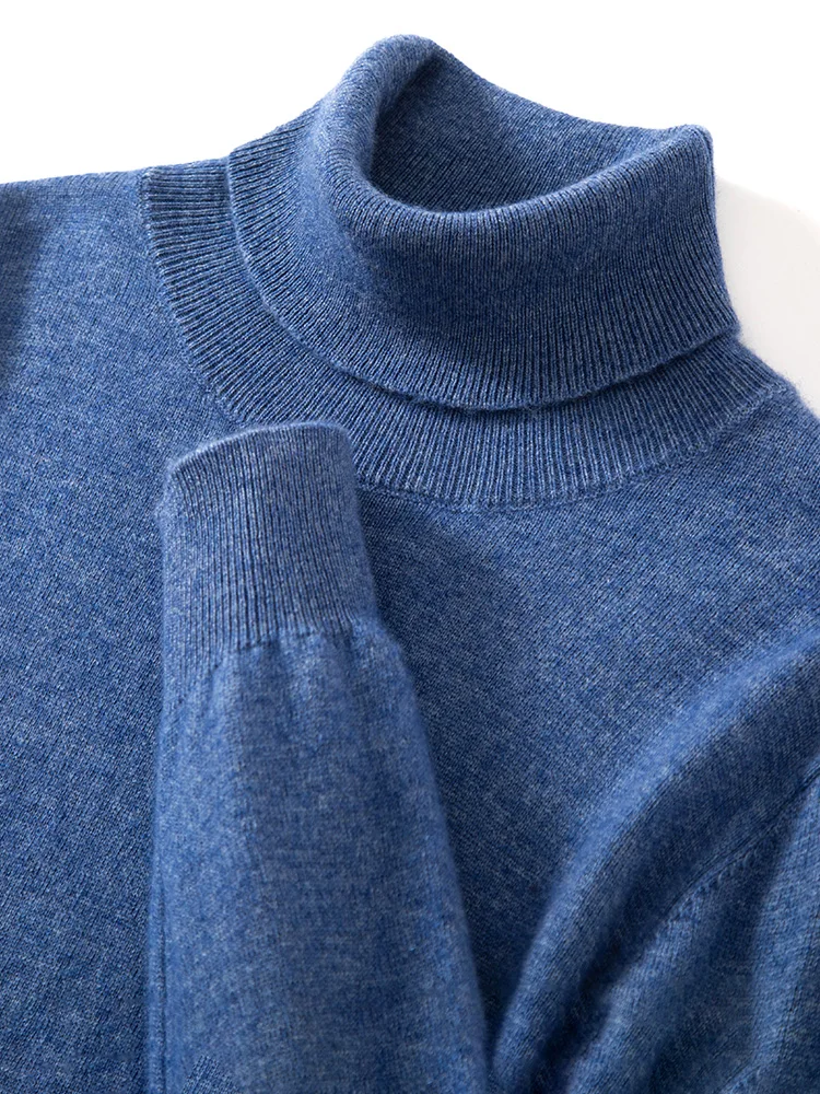 Turtleneck 100% Cashmere Sweater Men Pullover Knitwear Basic Style Autumn Winter Clothes High-end Soft Business Office Tops