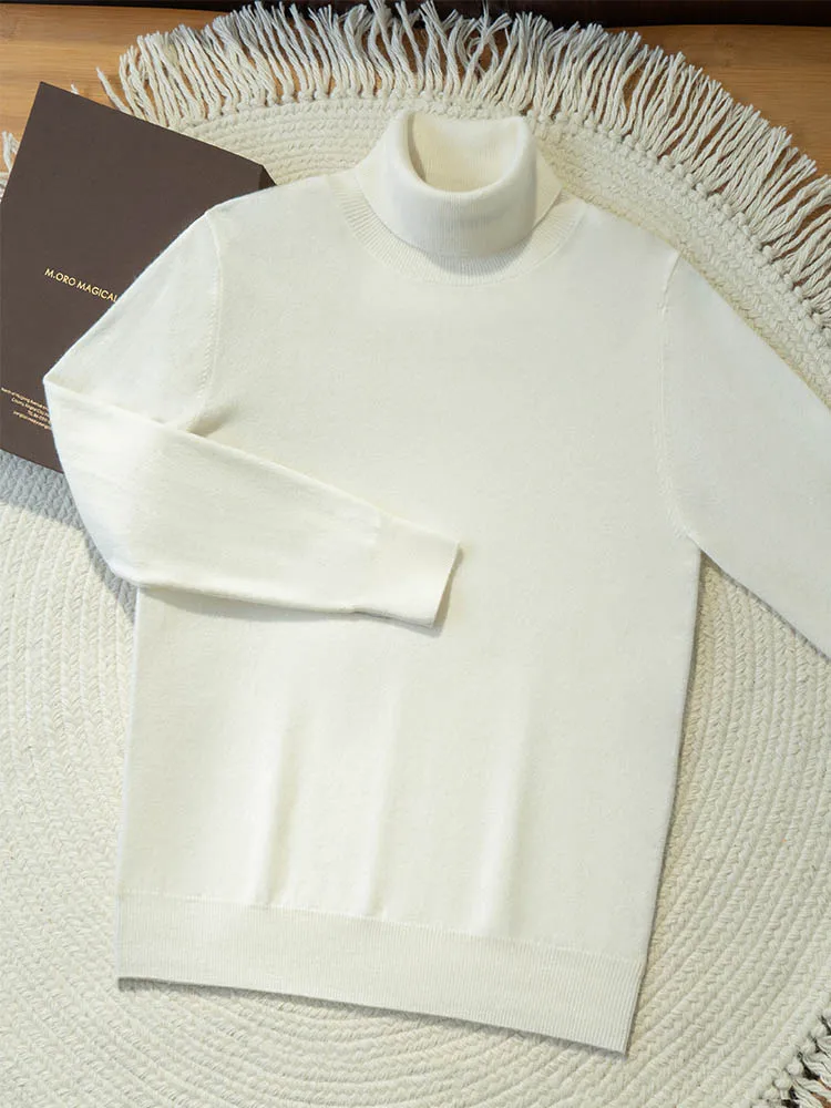 Turtleneck 100% Cashmere Sweater Men Pullover Knitwear Basic Style Autumn Winter Clothes High-end Soft Business Office Tops