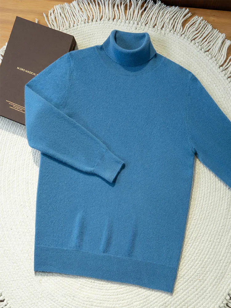 Turtleneck 100% Cashmere Sweater Men Pullover Knitwear Basic Style Autumn Winter Clothes High-end Soft Business Office Tops