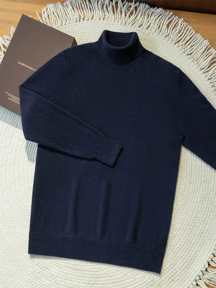 Turtleneck 100% Cashmere Sweater Men Pullover Knitwear Basic Style Autumn Winter Clothes High-end Soft Business Office Tops