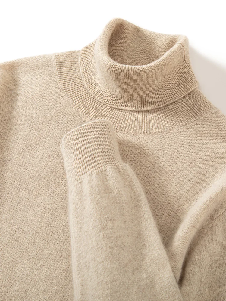 Turtleneck 100% Cashmere Sweater Men Pullover Knitwear Basic Style Autumn Winter Clothes High-end Soft Business Office Tops