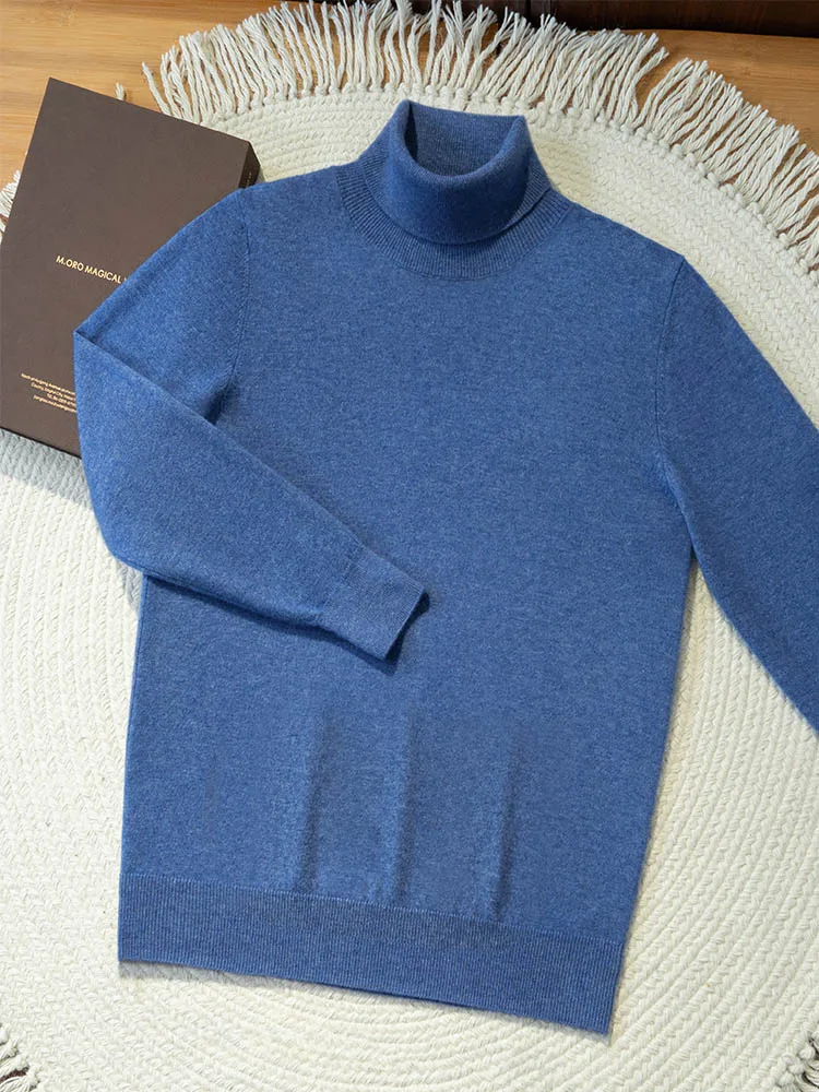 Turtleneck 100% Cashmere Sweater Men Pullover Knitwear Basic Style Autumn Winter Clothes High-end Soft Business Office Tops