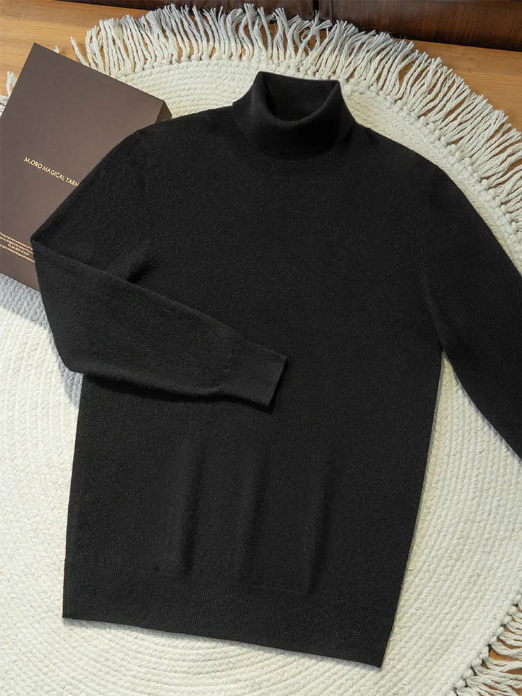 Turtleneck 100% Cashmere Sweater Men Pullover Knitwear Basic Style Autumn Winter Clothes High-end Soft Business Office Tops