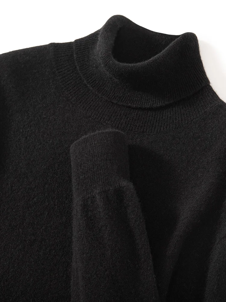 Turtleneck 100% Cashmere Sweater Men Pullover Knitwear Basic Style Autumn Winter Clothes High-end Soft Business Office Tops