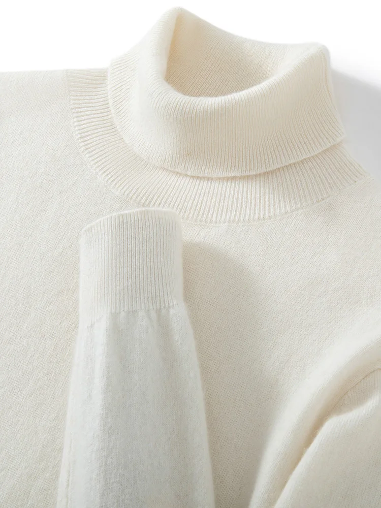 Turtleneck 100% Cashmere Sweater Men Pullover Knitwear Basic Style Autumn Winter Clothes High-end Soft Business Office Tops