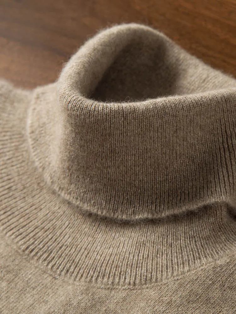Turtleneck 100% Cashmere Sweater Men Pullover Knitwear Basic Style Autumn Winter Clothes High-end Soft Business Office Tops