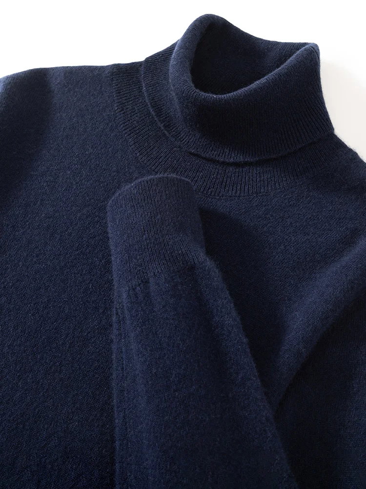 Turtleneck 100% Cashmere Sweater Men Pullover Knitwear Basic Style Autumn Winter Clothes High-end Soft Business Office Tops