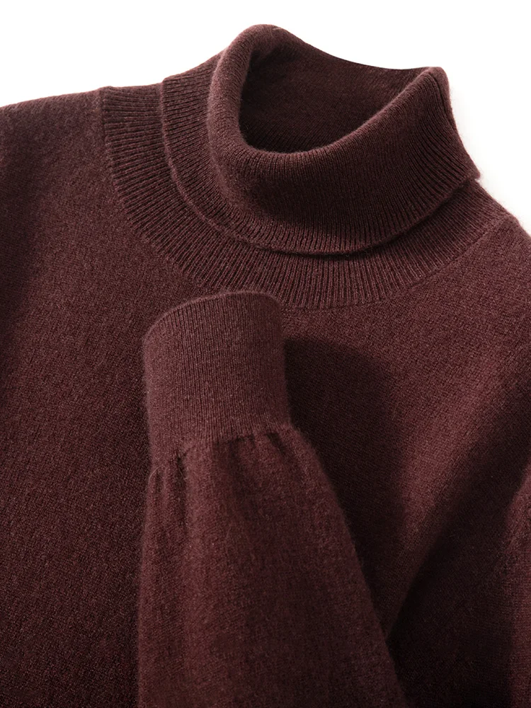 Turtleneck 100% Cashmere Sweater Men Pullover Knitwear Basic Style Autumn Winter Clothes High-end Soft Business Office Tops