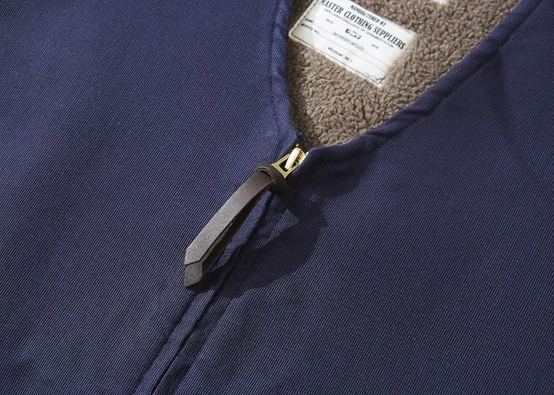 OK0403 Lamb Fleece Vest Men Winter Thicken Sport Outwear Keep Warm Zipper Pocket Decoration Solid Color Waistcoat