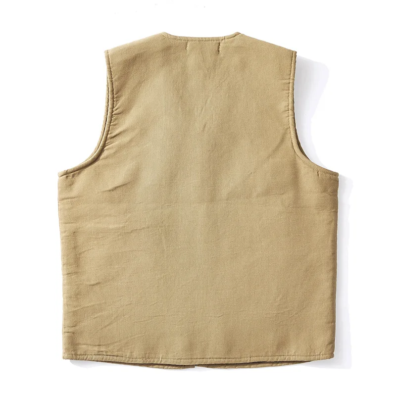 OK0403 Lamb Fleece Vest Men Winter Thicken Sport Outwear Keep Warm Zipper Pocket Decoration Solid Color Waistcoat