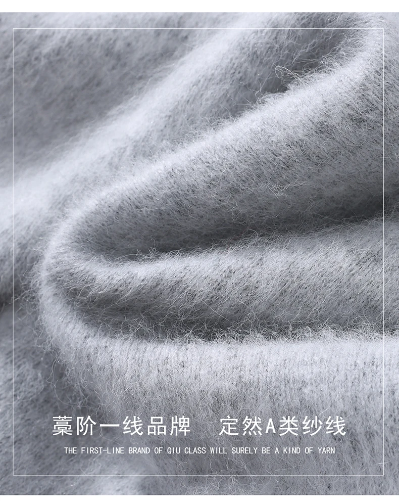 Men's 100% Pure Mink Cashmere Sweater V-neck Pullover Knit Bottoming Shirt Autumn And Winter New Long-Sleeve High-End Mink Tops