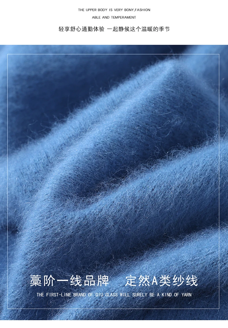 Men's 100% Pure Mink Cashmere Sweater V-neck Pullover Knit Bottoming Shirt Autumn And Winter New Long-Sleeve High-End Mink Tops