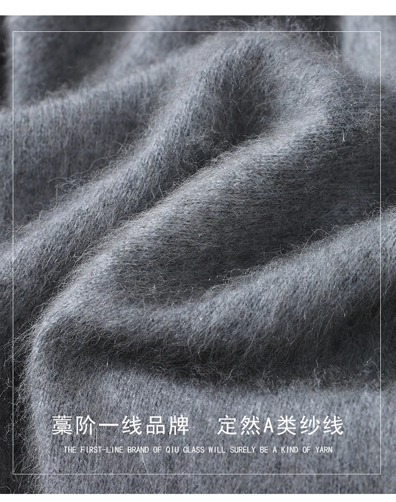 Men's 100% Pure Mink Cashmere Sweater V-neck Pullover Knit Bottoming Shirt Autumn And Winter New Long-Sleeve High-End Mink Tops