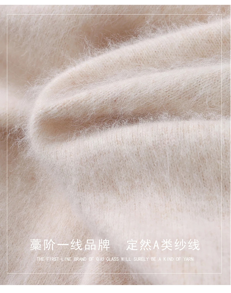 Men's 100% Pure Mink Cashmere Sweater V-neck Pullover Knit Bottoming Shirt Autumn And Winter New Long-Sleeve High-End Mink Tops