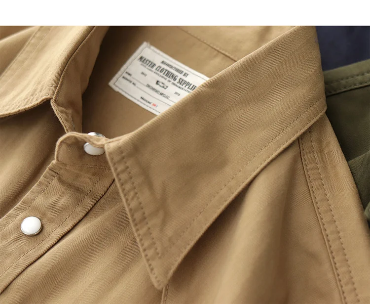 Cargo shirt men long sleeve May Khaki American vintage fit tough guy Spring and autumn with a casual shirt jacket