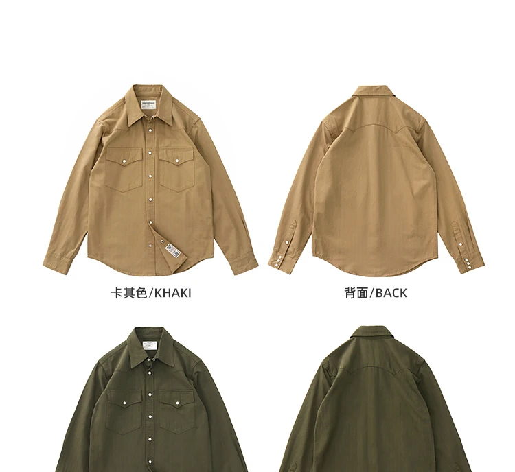 Cargo shirt men long sleeve May Khaki American vintage fit tough guy Spring and autumn with a casual shirt jacket