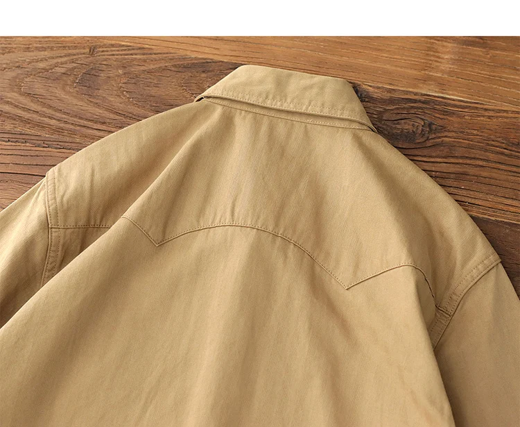 Cargo shirt men long sleeve May Khaki American vintage fit tough guy Spring and autumn with a casual shirt jacket
