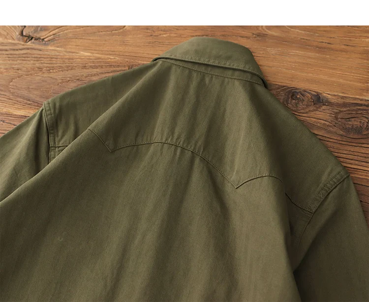 Cargo shirt men long sleeve May Khaki American vintage fit tough guy Spring and autumn with a casual shirt jacket