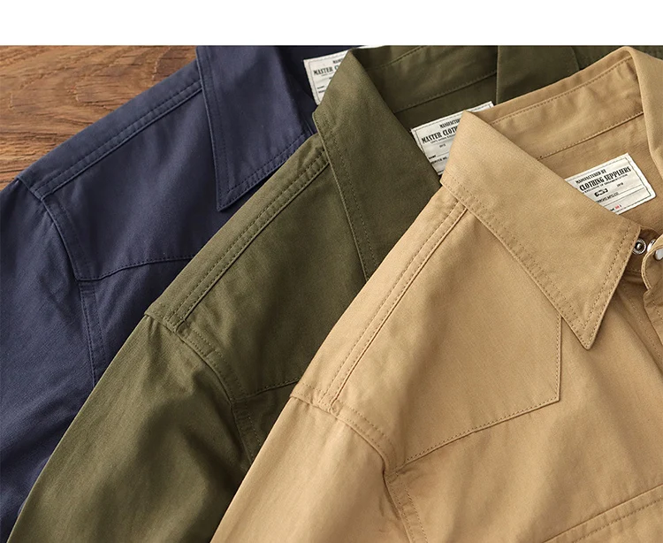 Cargo shirt men long sleeve May Khaki American vintage fit tough guy Spring and autumn with a casual shirt jacket