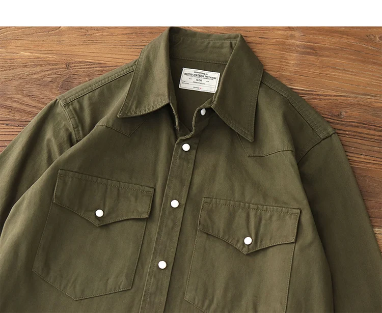 Cargo shirt men long sleeve May Khaki American vintage fit tough guy Spring and autumn with a casual shirt jacket