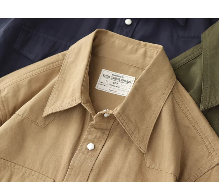 Cargo shirt men long sleeve May Khaki American vintage fit tough guy Spring and autumn with a casual shirt jacket