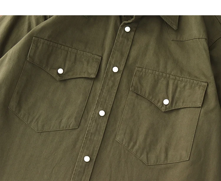 Cargo shirt men long sleeve May Khaki American vintage fit tough guy Spring and autumn with a casual shirt jacket
