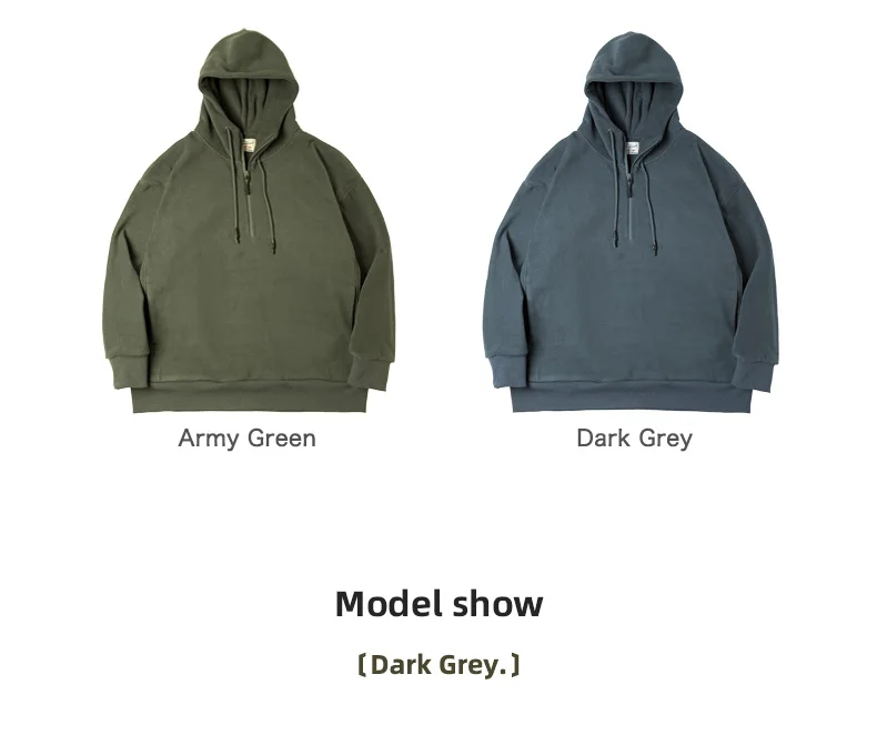 Maden Double-sided Polar Fleece Sweatshirt for Men Thickened Warm Hoodies Autumn and Winter Solid Color Straight-fit Outerwear
