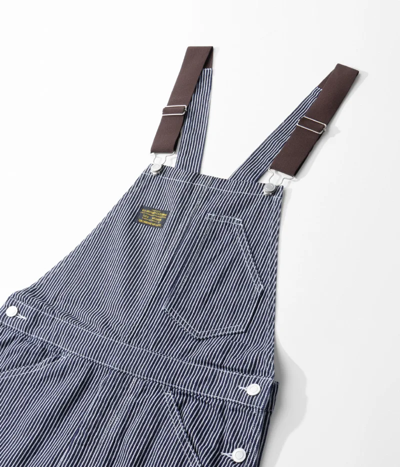 Outdoor Canvas Lumberjack Pants / Workwear Overalls - American Vintage Men's Railroad Stripe Jumpsuit (Amekaji Style) OKONKWO