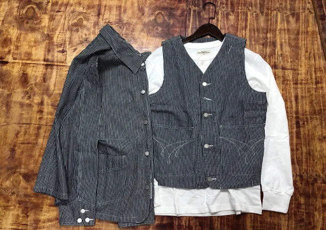 Outdoor Canvas Lumberjack Pants / Workwear Overalls - American Vintage Men's Railroad Stripe Jumpsuit (Amekaji Style) OKONKWO