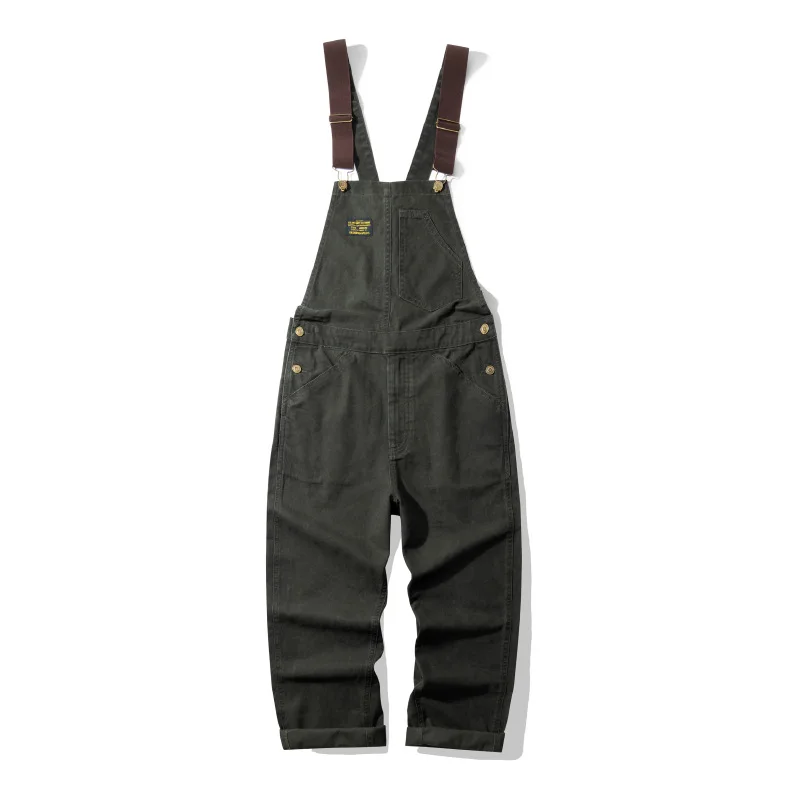 Outdoor Canvas Lumberjack Pants / Workwear Overalls - American Vintage Men's Railroad Stripe Jumpsuit (Amekaji Style) OKONKWO