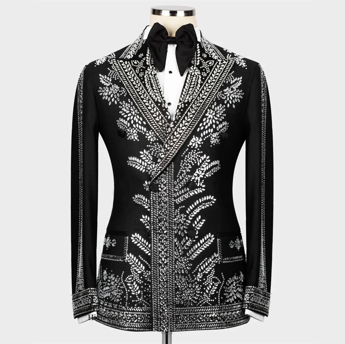 Formal Luxury Diamond Men Suits Shiny Beaded Crystals Groom Wedding Tuxedos Customized Party Blazers Business vestidos de novia