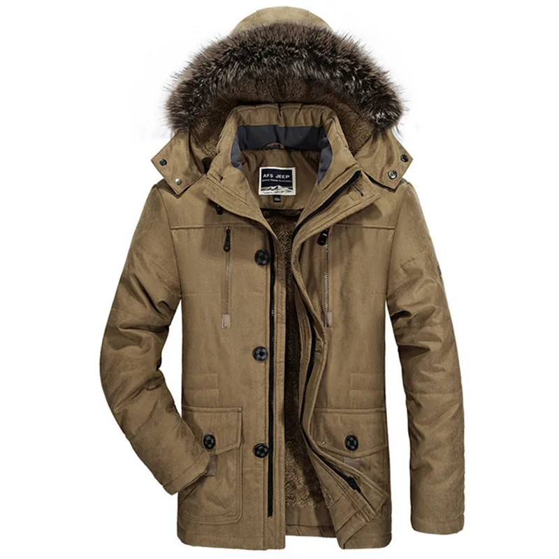 New Winter Men Hooded Fur Collar Long Down Jackets Overcoats Male Multiple Pockets Warm Parkas Quality Man Casual Chaquetas 7XL