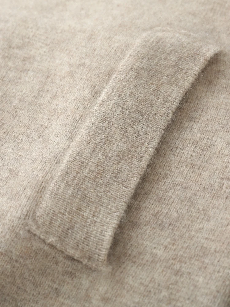 Men's Thick Sweater 100% Merino Wool Knitwear Cardigan Cashmere Buttons Coat Autumn Winter Mock Neck Pockets Casual Clothing Top