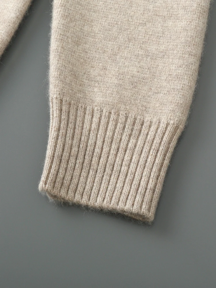 Men's Thick Sweater 100% Merino Wool Knitwear Cardigan Cashmere Buttons Coat Autumn Winter Mock Neck Pockets Casual Clothing Top