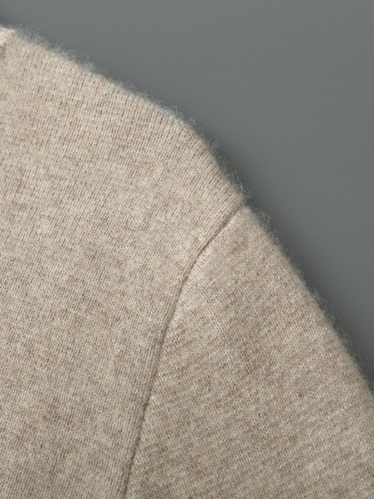 Men's Thick Sweater 100% Merino Wool Knitwear Cardigan Cashmere Buttons Coat Autumn Winter Mock Neck Pockets Casual Clothing Top