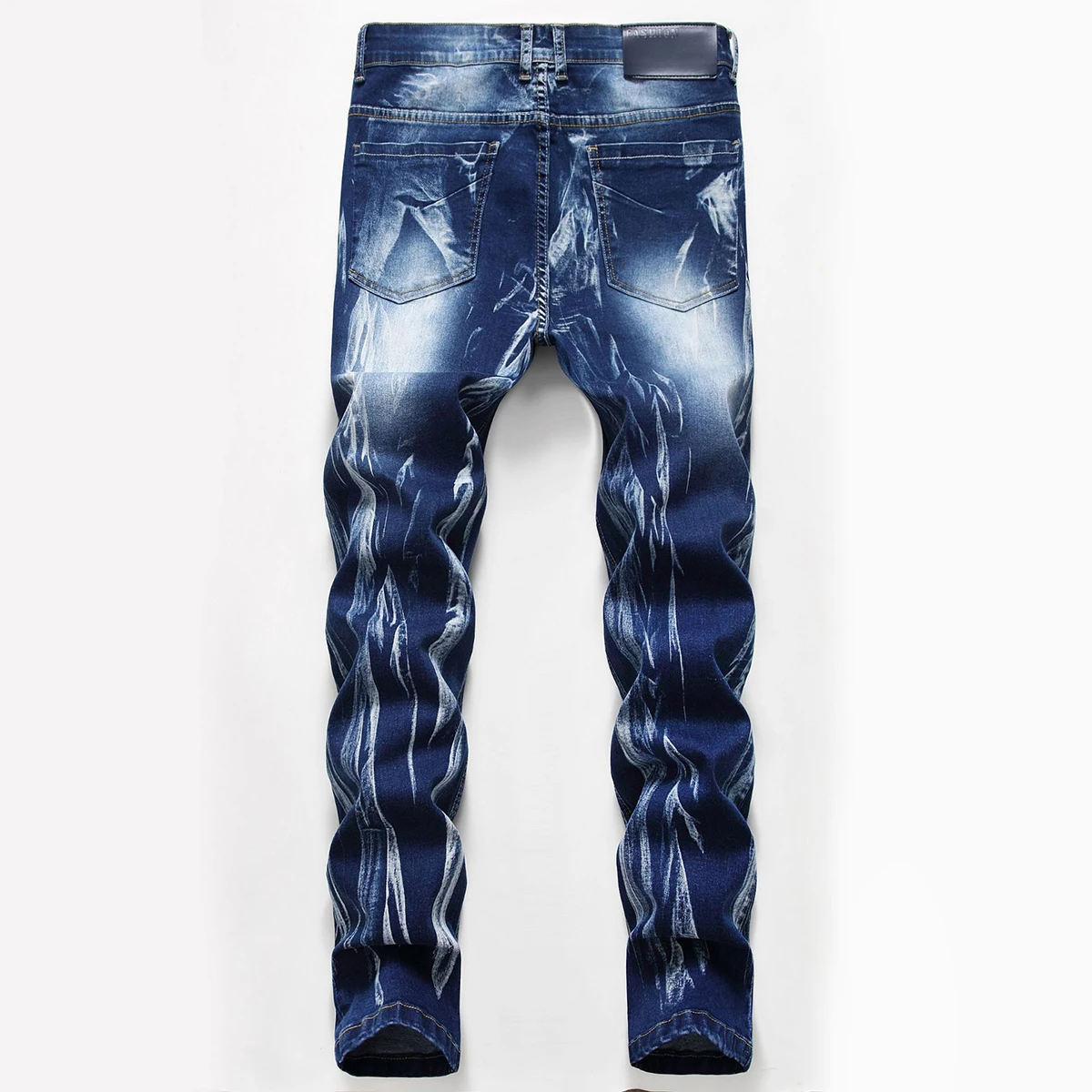 Men's Denim Pants High-quality Trendy Personalized Two-color Striped Perforated Washed With Water