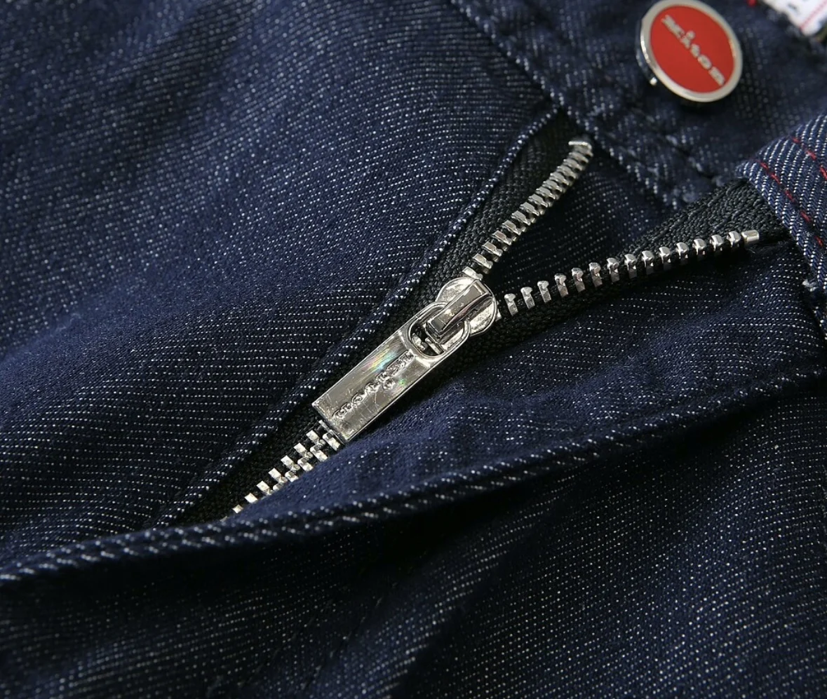 KITON Summer Letter Embroidery Red Button Straight Casual Jeans