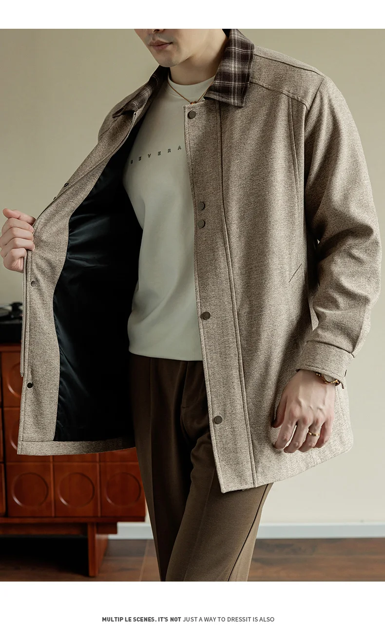 Big & Tall 8XL Mid-Length Trench Coat Oversized Casual Long Jacket Outerwear Korean Fashion Mens Jacket Autumn Winter Coats