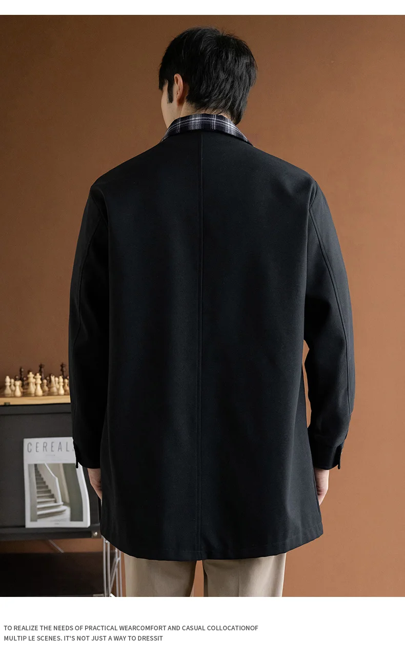 Big & Tall 8XL Mid-Length Trench Coat Oversized Casual Long Jacket Outerwear Korean Fashion Mens Jacket Autumn Winter Coats