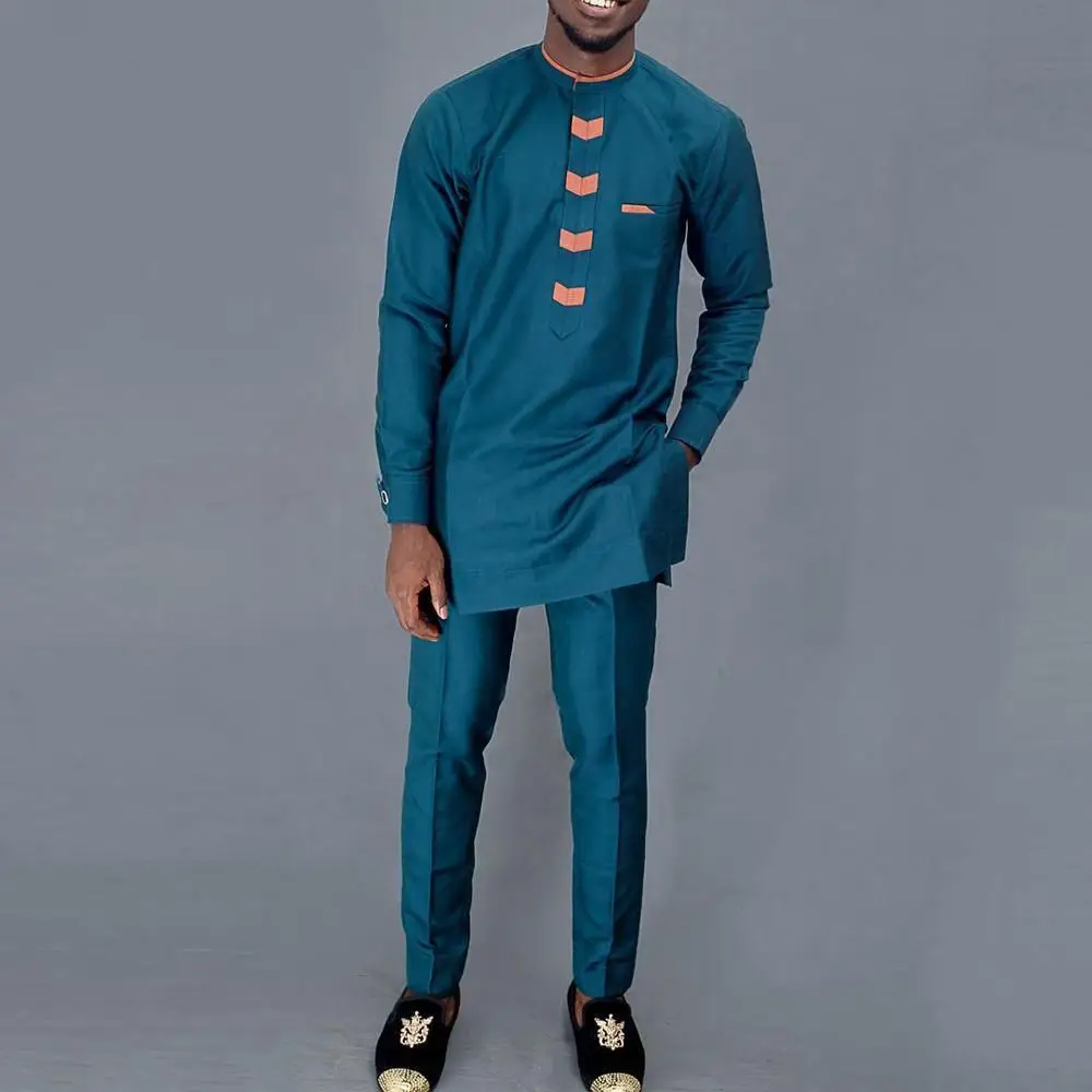 New 2Pc Luxury African Traditional Men's Clothing Elegant Full Suits Male Pant Sets To Dress Native Outfit Ethnic Dashiki Kaftan