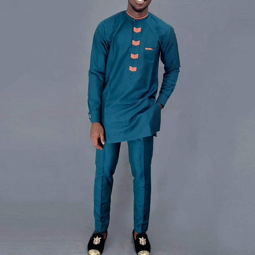 New 2Pc Luxury African Traditional Men's Clothing Elegant Full Suits Male Pant Sets To Dress Native Outfit Ethnic Dashiki Kaftan